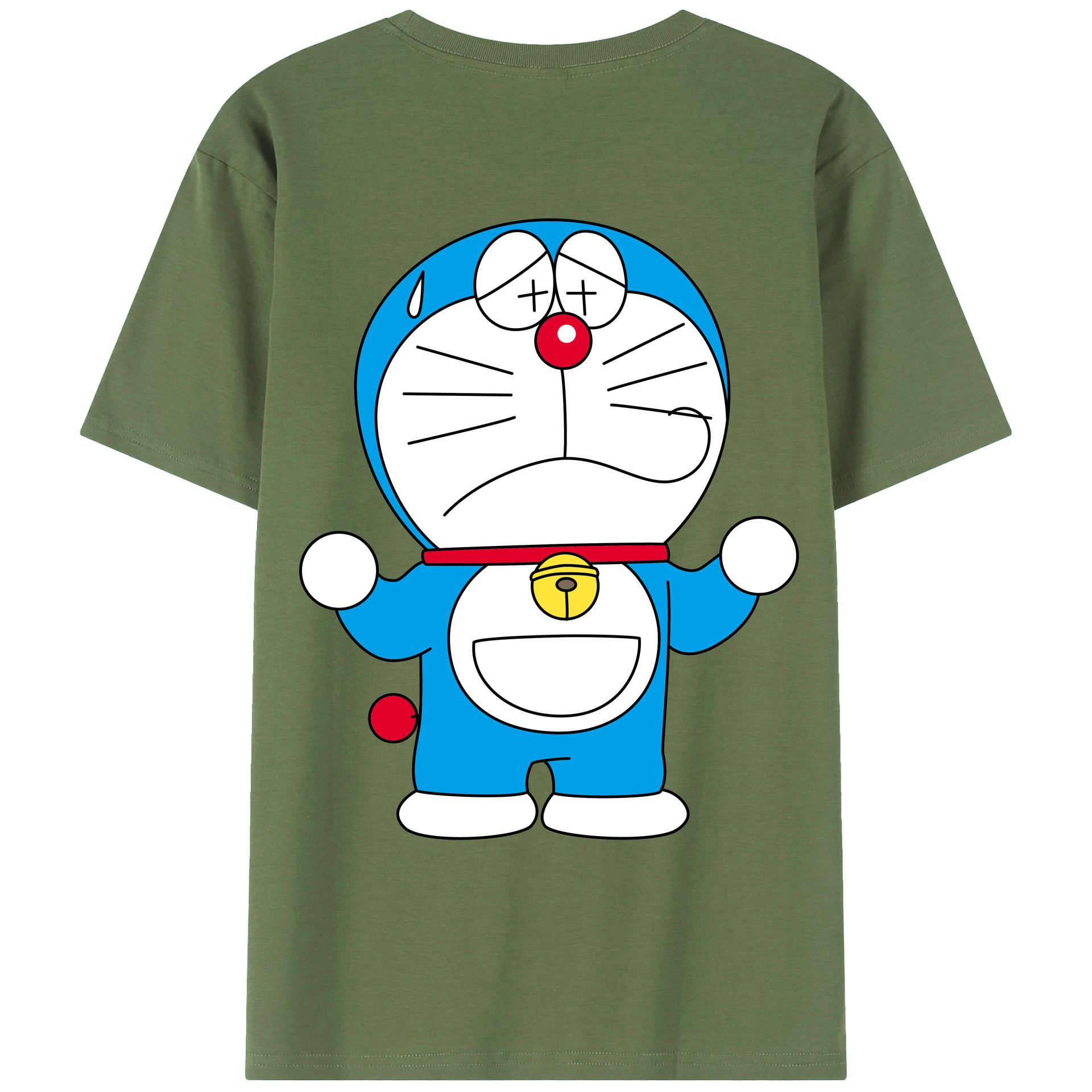 （画像用） ドラえもん Doraemon 綿100％ メンズ半袖Tシャツ（バックプリント） 通気性